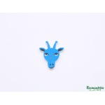 Guzik drewniany dekoracyjny Żyrafa - niebieski